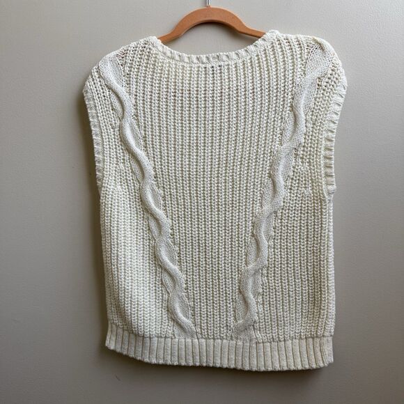 Talbots Sweater Womens Cable Knit Sleeveless Round Neck Casual Size S Petite - Picture 3 of 7